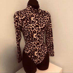 Long Sleeve Turtleneck Leopard Bodysuit